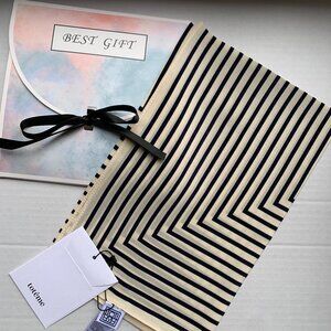Toteme Cream Navy Striped Silk Scarf Minimal Chic